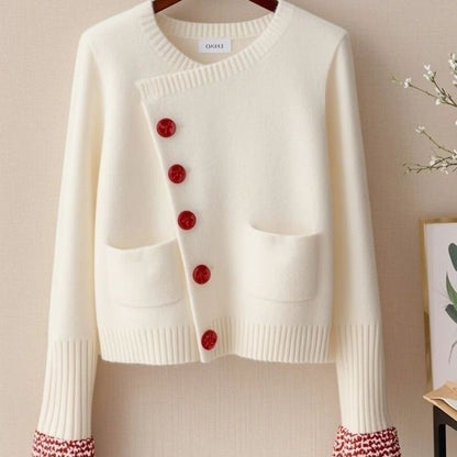 Damen Strickjacke Dekorative Knöpfe Eveloria
