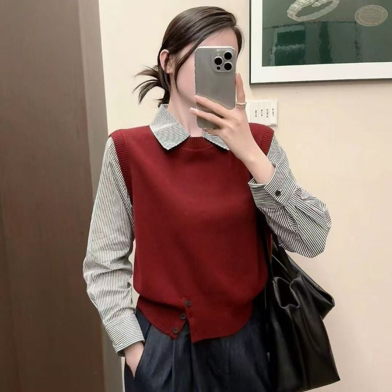Damen Pullover Hemdkragen Eveloria