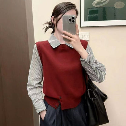Damen Pullover Hemdkragen Eveloria