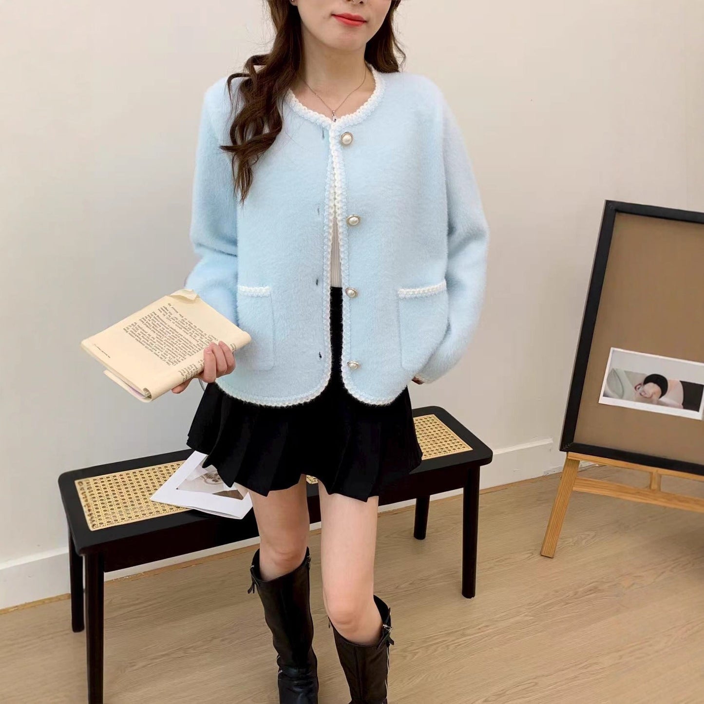 Damen Strickjacke mit Knöpfen und Taschen Eveloria