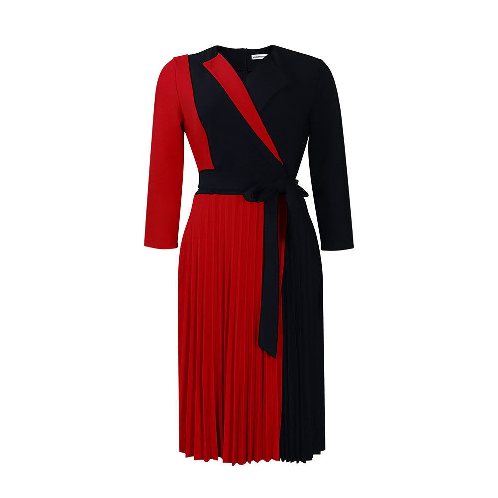 Damen Wickelkleid Plissiert Tailliert Eveloria