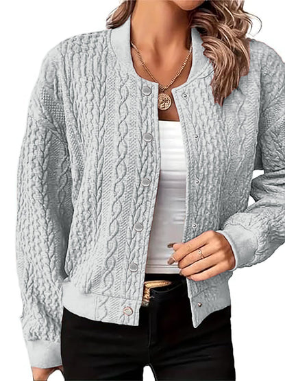 Damen Strickjacke Zopfmuster Druckknöpfe Eveloria
