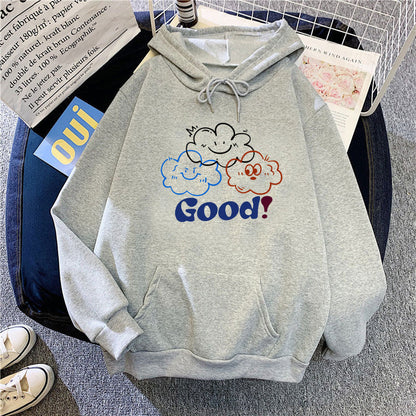 Damen Kapuzenpullover Cartoon-Motiv Bequem Eveloria
