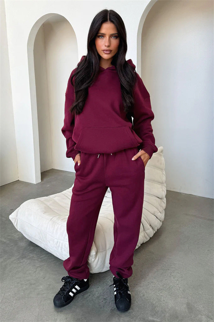 Damen Sportliches Loungewear-Set mit Kapuze elastisch Eveloria