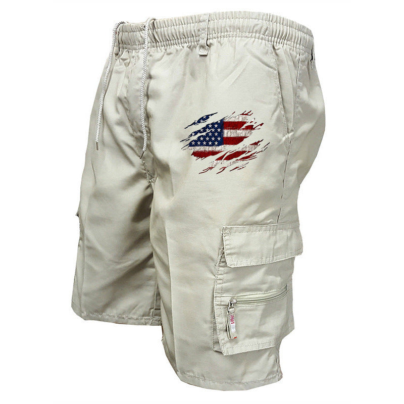 Herren Cargo-Shorts elastischer Bund mit Seitentaschen Olivgrün - Eveloria