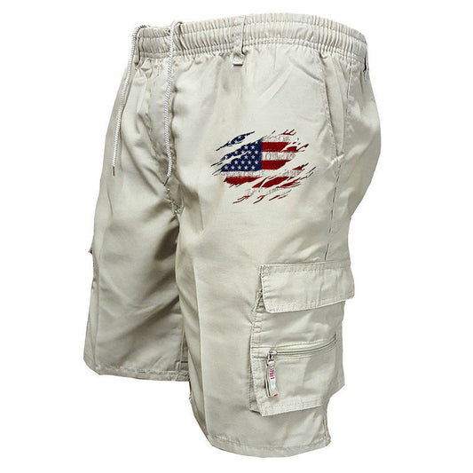Herren Cargo-Shorts elastischer Bund mit Seitentaschen Olivgrün - Eveloria