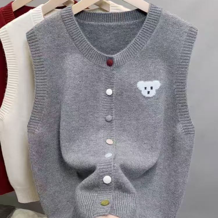 Damen Strickweste Bärenmotiv Eveloria