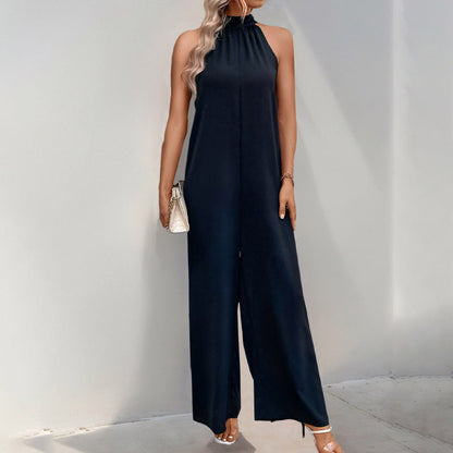 Damen Jumpsuit Hochhalter Weites Bein Eveloria