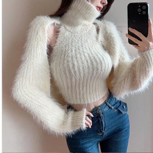 Damen Rollkragenpullover Puffärmel Eveloria - Eveloria