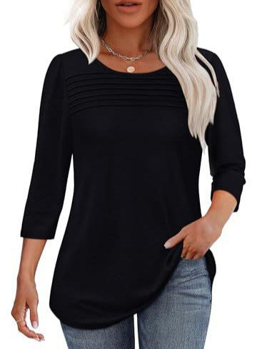 Damen Langarmshirt Plissee-Details Eveloria