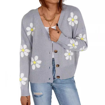 Damen Strickjacke Florale Applikationen Eveloria