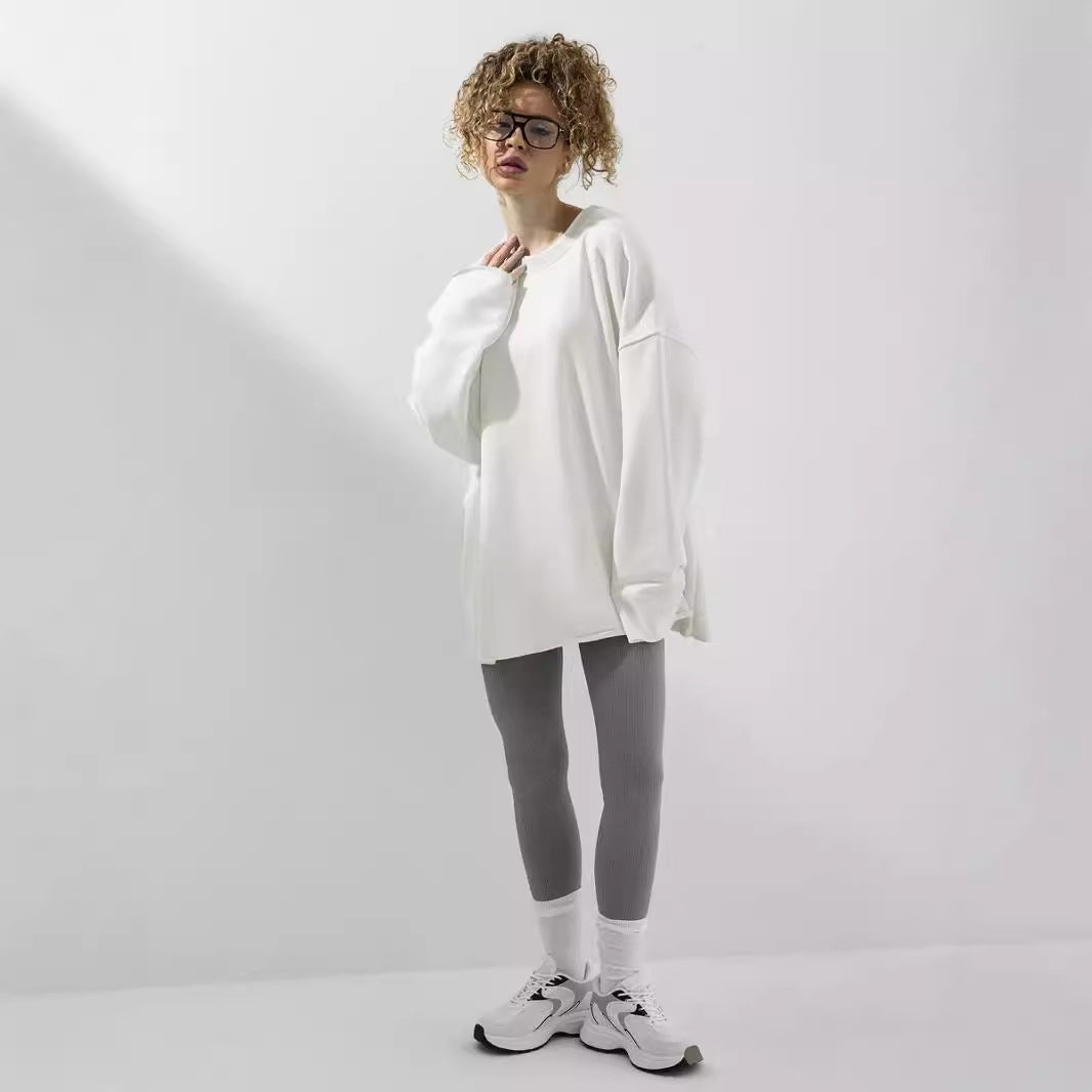 Damen Sweatshirt Übergroß Langärmlig Rundhals Eveloria