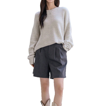 Damen Grobstrickpullover Lässiger Schnitt Voluminöse Ärmel Eveloria