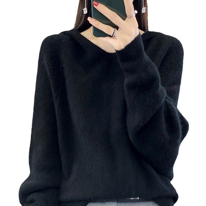 Damen Pullover V-Ausschnitt Voluminöse Ärmel Grau Eveloria