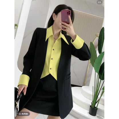 Damen Blazer Ensemble mit Kragen und Taschen Eveloria