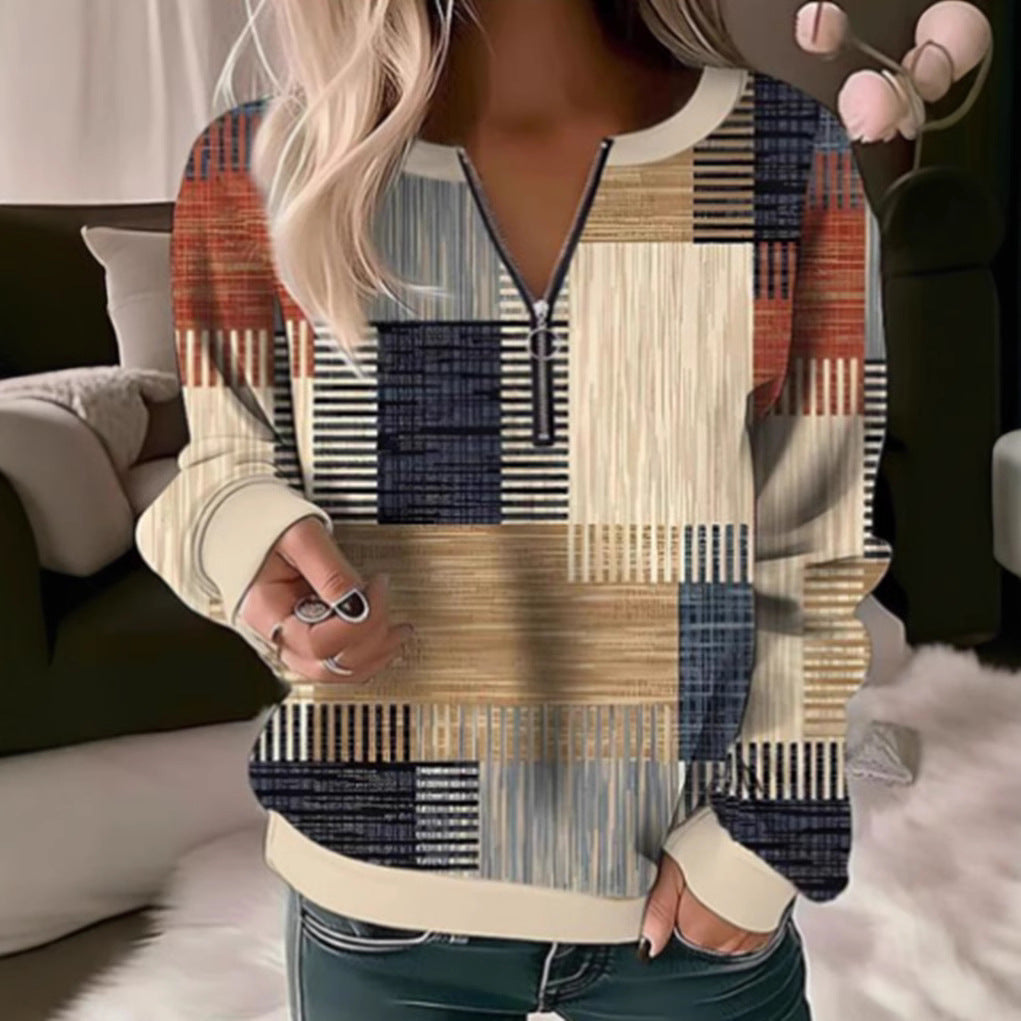 Damen Sweatshirt Geometrisches Design Hochgeschlossener - Eveloria
