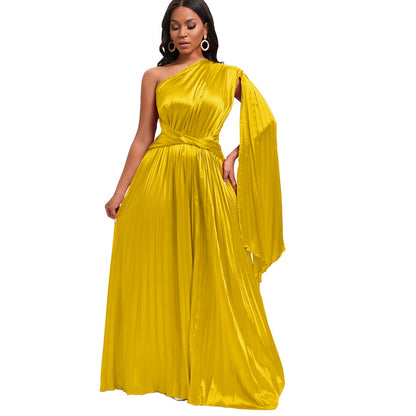 Damen Maxikleid Asymmetrisch Tailliert Wickeloptik Eveloria