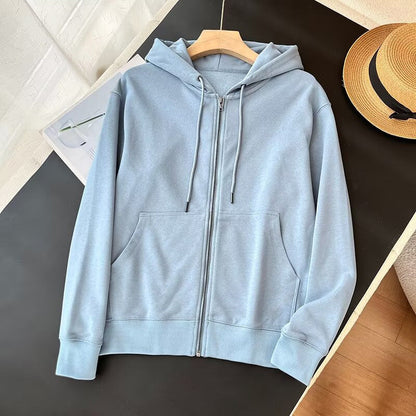 Damen Zip-Hoodie Sportlich Kängurutaschen Grau Eveloria