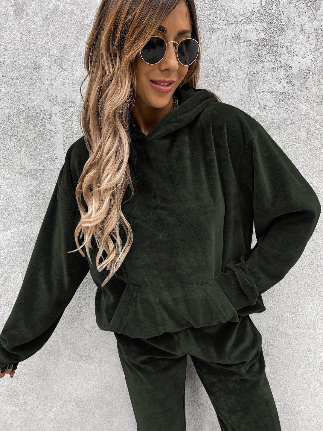 Damen Fleece-Hoodie Kuschelig Lässig Grau Eveloria