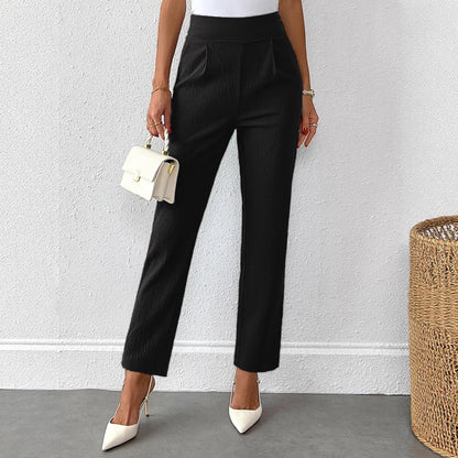 Damen Stoffhose Hochtaillierte Faltenwurf Elegant Eveloria