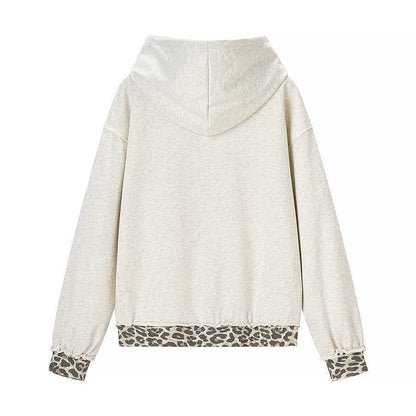 Damen Hoodie Lässig Leopard-Innenfutter Eveloria