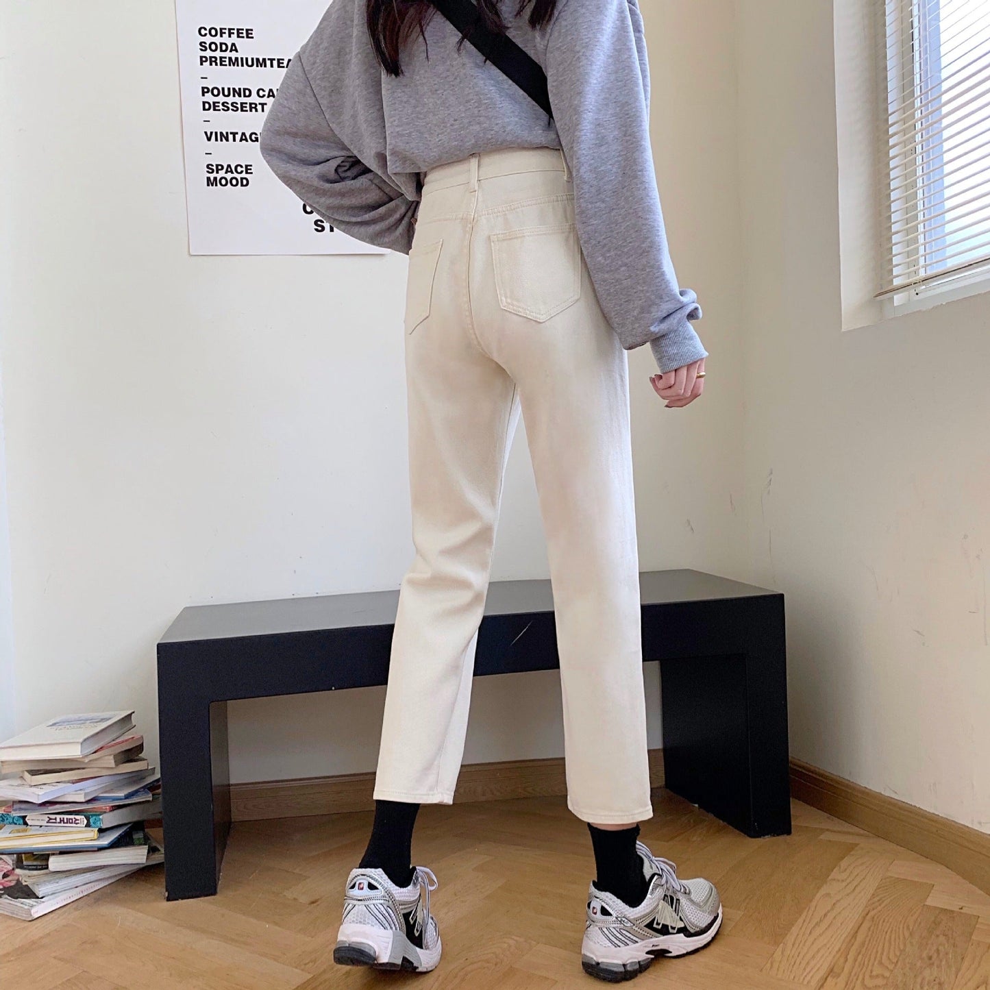 Damen Chino-Hose Hochtailliert Eveloria