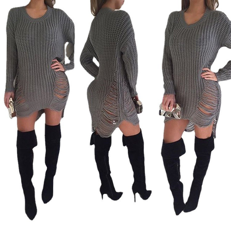 Damen Oversized Strickkleid mit Cut-Out-Details