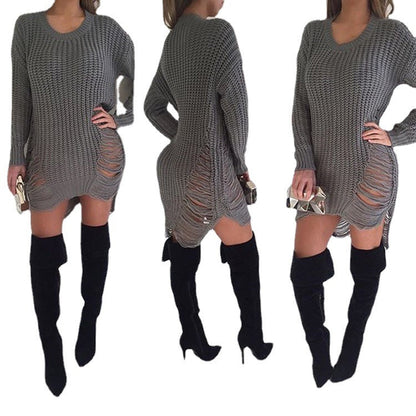 Damen Oversized Strickkleid mit Cut-Out-Details