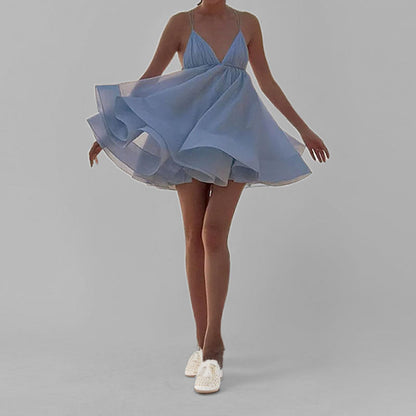 Damen Sommerkleid V-Ausschnitt Verspielter Saum Eveloria - Eveloria