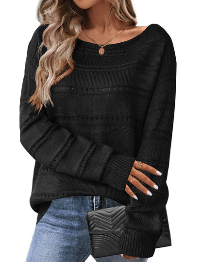 Damen Strickpullover Luftig Weit Geschnitten Eveloria