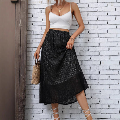 Damen Maxirock Elastischer Taillenbund Geometrisches Design