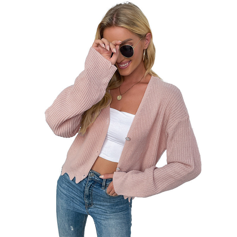Damen Strickjacke Kuschelig Weit Schnitt Knopf Detail Beige