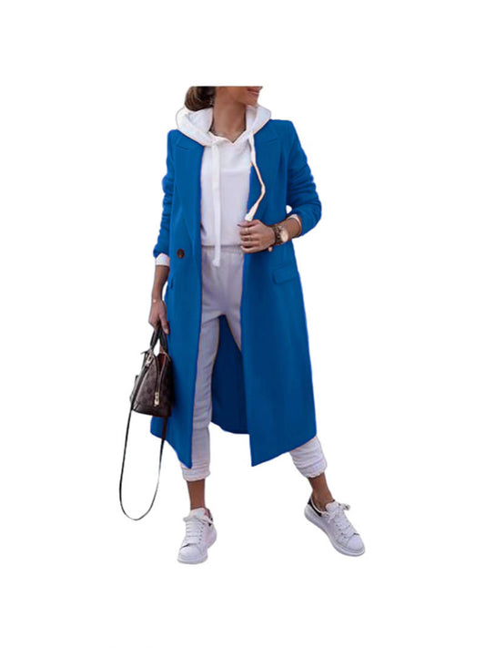 Damen Übergangsjacke Elegant Revers Taschen Schwarz Eveloria - Eveloria