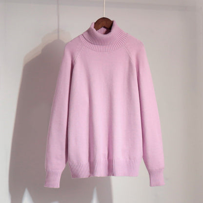 Damen Strickpullover Hochkragen Lässig