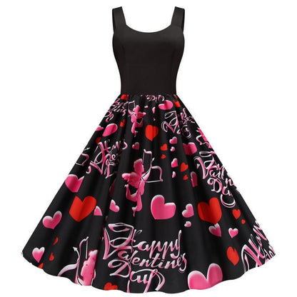 Damen Rockabilly Kleid mit Herzen A-Linie Schnitt Eveloria - Eveloria