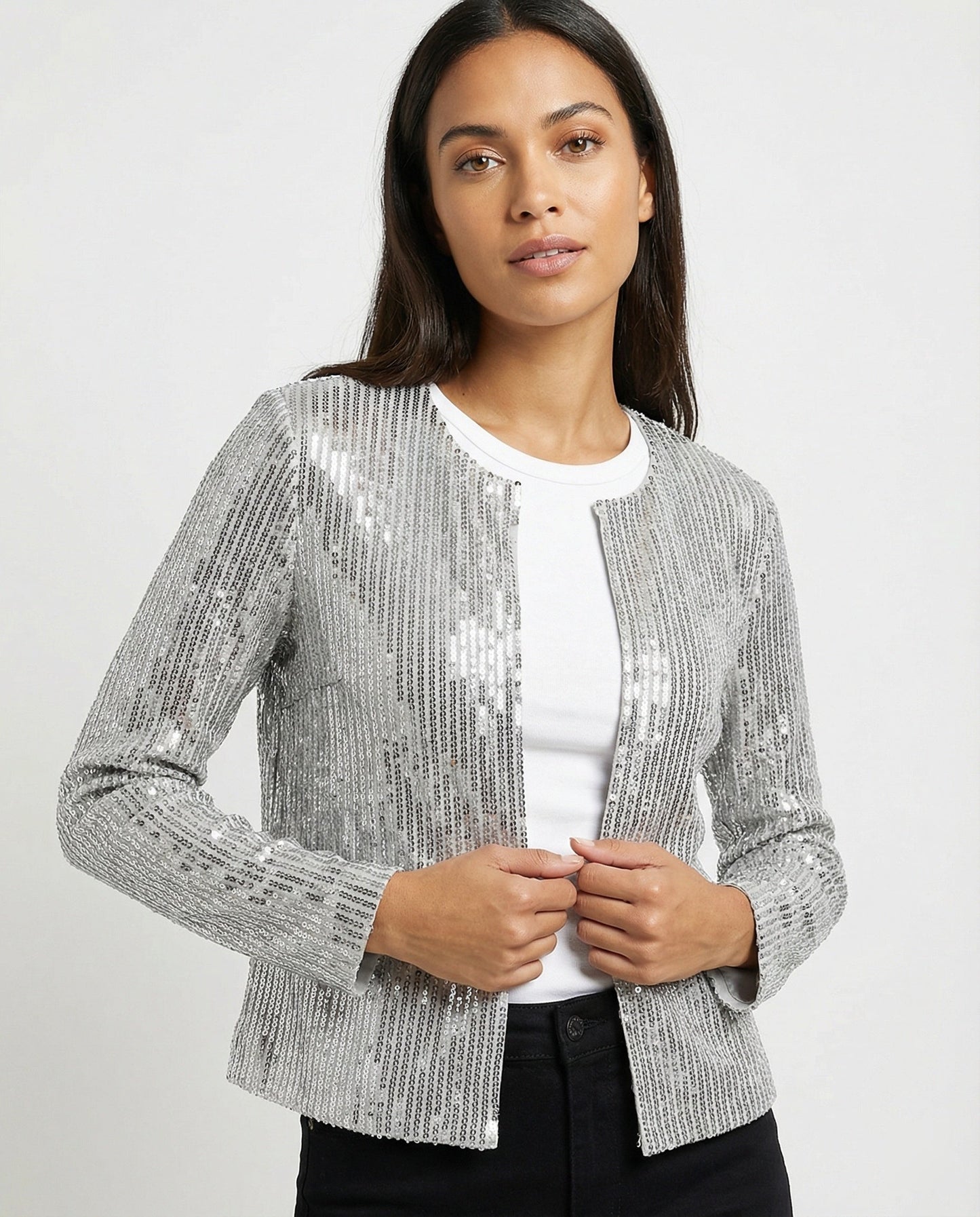 Damen Strickjacke Glitzer Effekt Eveloria