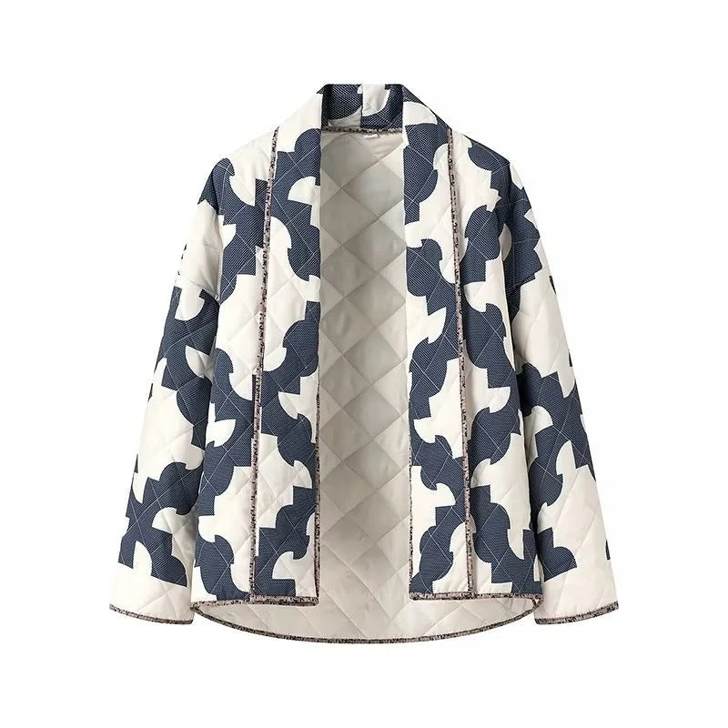 Damen Steppjacke Leicht Geometrische Muster Eveloria