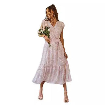 Damen Maxikleid V-Ausschnitt Schwingrock Eveloria