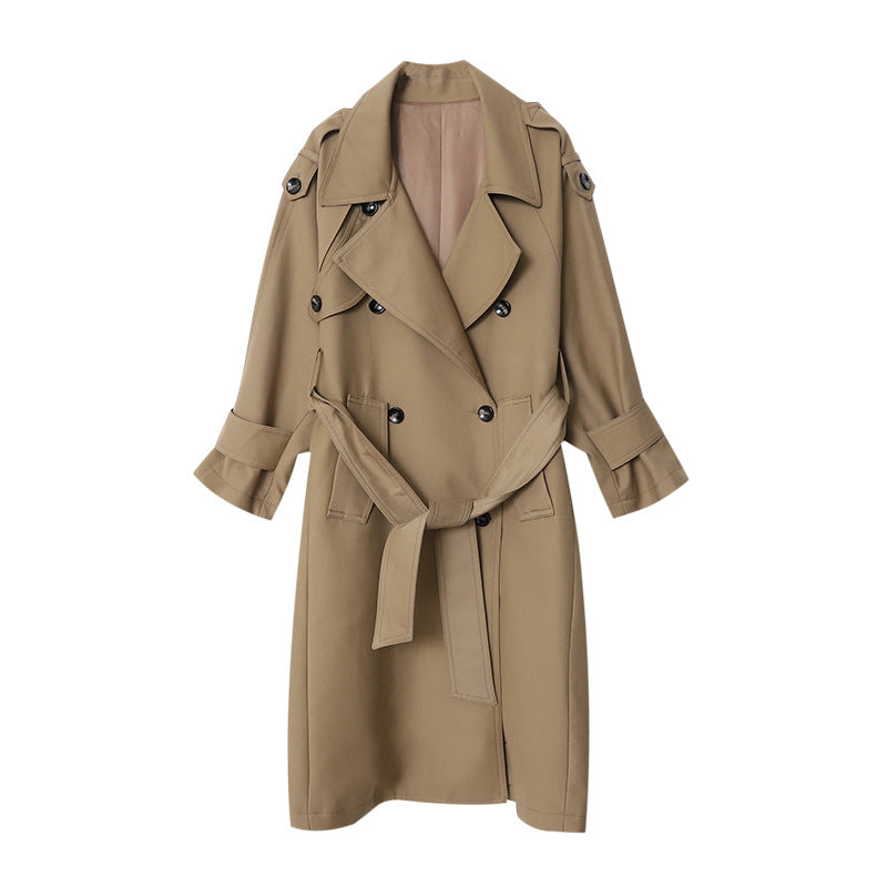 Damen Trenchcoat Großzügige Taschen Moderner Schnitt Eveloria