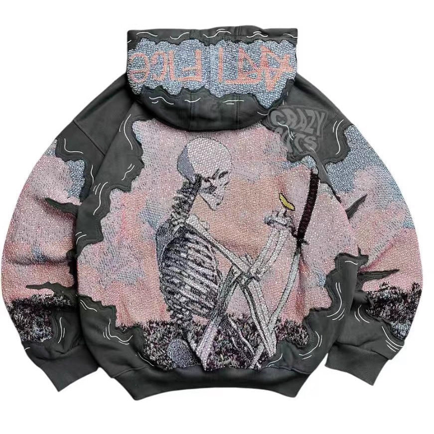 Damen Kapuzenpullover Totenkopf-Print Eveloria