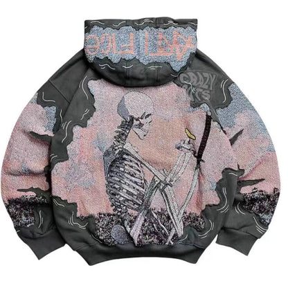 Damen Kapuzenpullover Totenkopf-Print Eveloria