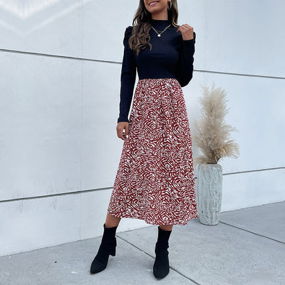 Damen Midikleid Hochgeschlossener Kragen Rüschendesign Eveloria