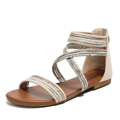 Damen Sommer Sandalen Eveloria Leder Beige