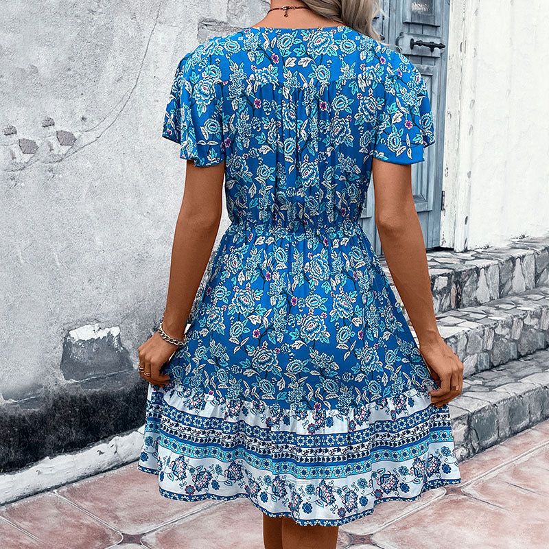 Damen Freizeitkleid Floralmuster Elastisch
