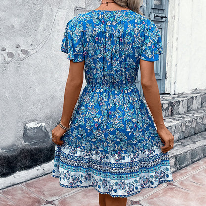 Damen Freizeitkleid Floralmuster Elastisch