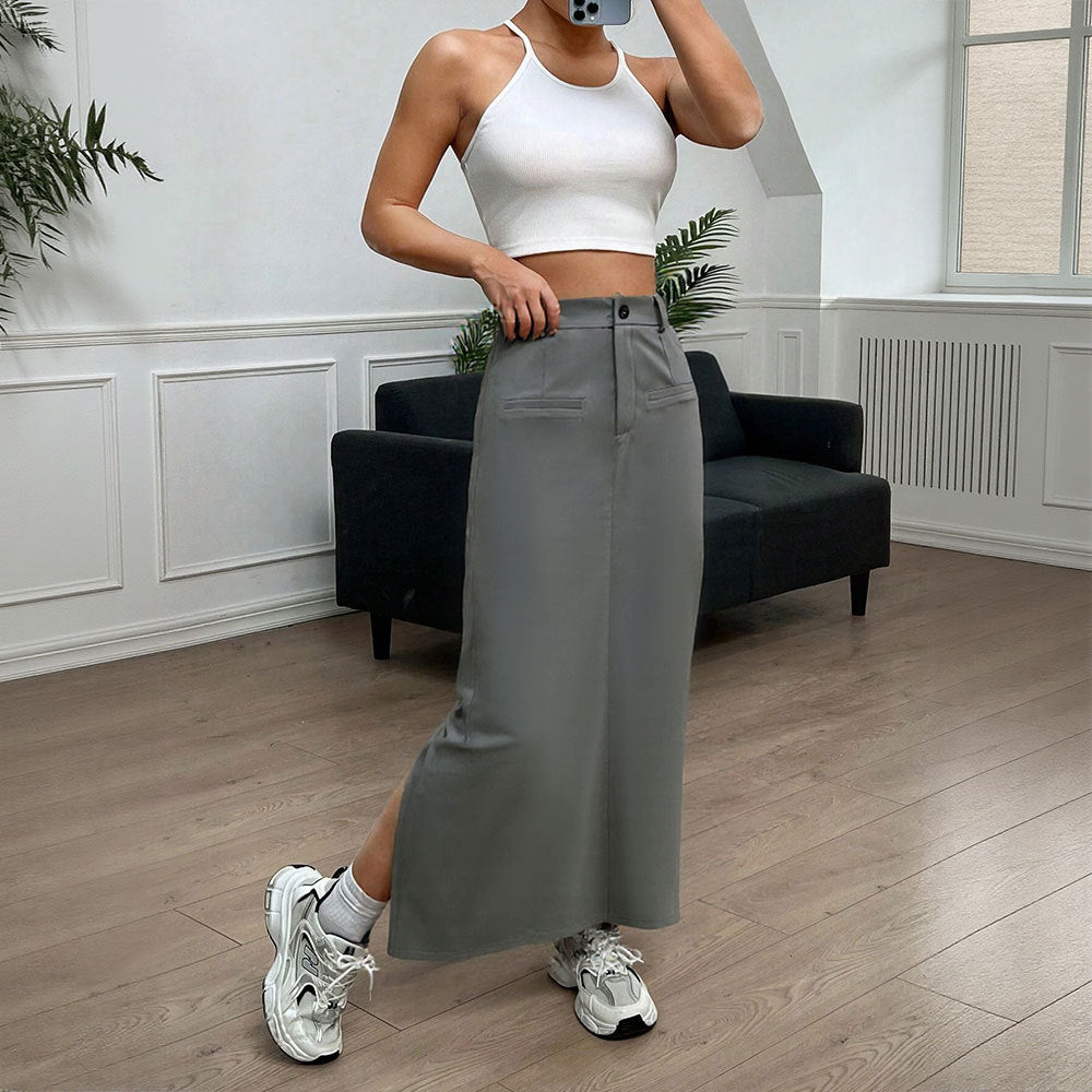 Damen Langer Rock Mit Seitlichem Schlitz Eveloria