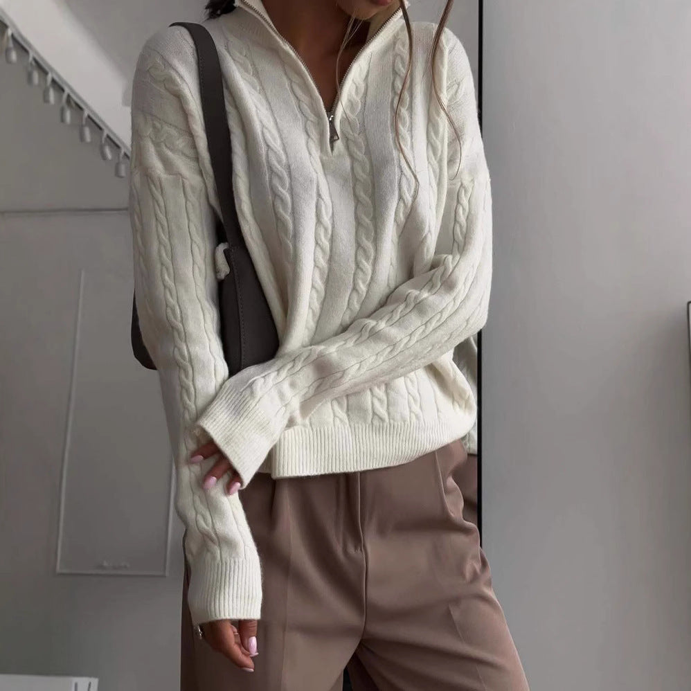 Damen Strickpullover Hochgeschlossener Kragen Eveloria