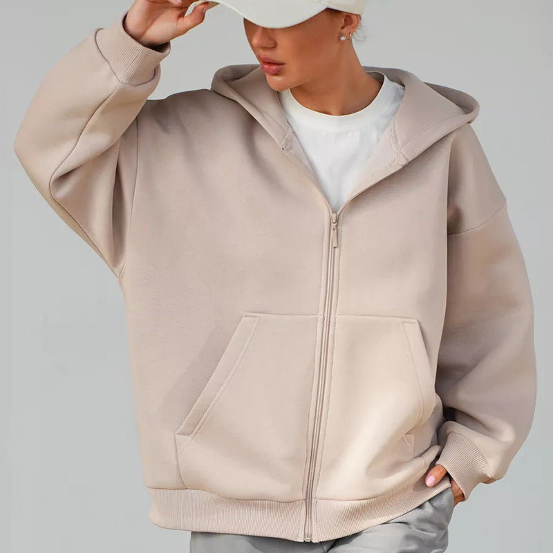 Damen Zip-Hoodie-Jacke Weich Kängurutaschen Eveloria