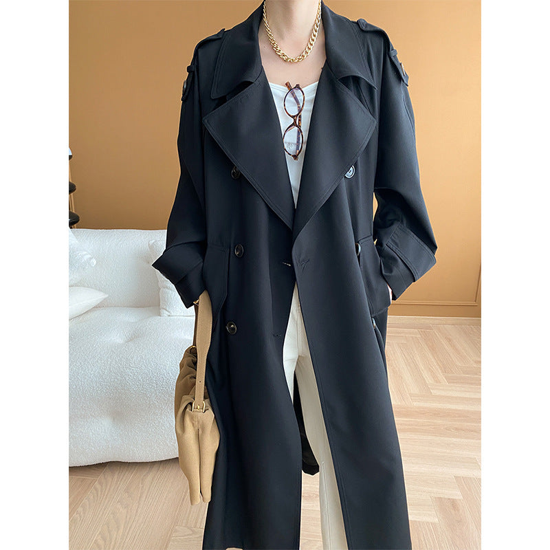 Damen Trenchcoat mit Struktur-Revers und Seitentaschen
