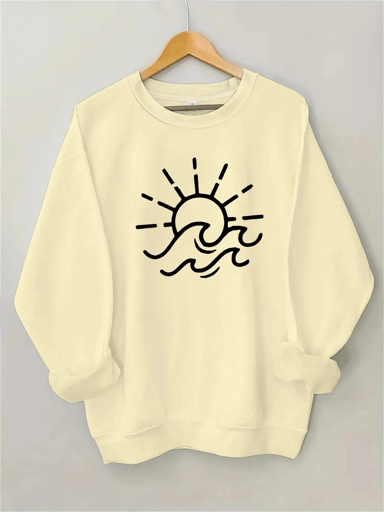 Damen Sweatshirt Sonnen Wellen Motiv Eveloria